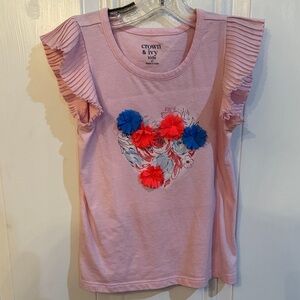 Crown & Ivy Kids Light Pink Floral Heart Tee